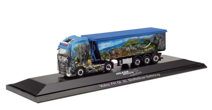 Herpa Hilker Friesoythe Volvo FH Globetrotter Stoffelliner セミトレーラー 122085 /Herpa  1/87 ミニチュア トラック 建設機械模型 工事車両