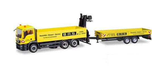 Herpa B.A.S MAN TGS M Flatbed trailer truck Flatbed trailer loading crane 310840 /Herpa  1/87 ミニチュア トラック 建設機械模型 工事車両