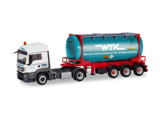 【予約】2020年3月以降発売予定MAN TGS LX Euro 6c swapcontainer trailer, white/blue /Herpaヘルパ 1/87 HO 建設機械　模型ミニカー はたらく車重機