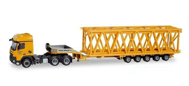 Herpa Franz Bracht Mercedes-Benz Arocs L 6x4 low boy セミトレーラー with load 311076 /Herpa  1/87 ミニチュア トラック 建設機械模型 工事車両