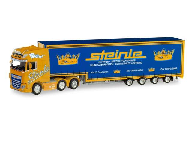 【予約】2020年3月以降発売予定DAF XF SSC 6x2 volume semitrailerセミトレーラー  Steinle  yellow/blue /Herpaヘルパ 1/87 HO 建設機械　模型ミニカー はたらく車重機