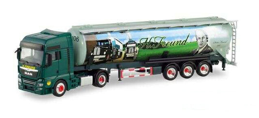 Herpa Spedition Freund MAN TGX XXL Euro 6c Silo-Tractor Trailer 311472 /Herpa  1/87 ミニチュア トラック 建設機械模型 工事車両