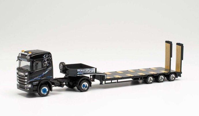 Herpa Wagner Mitteleschenbach Scania CR20ND 4x4 low loader セミトレーラー 315128 /Herpa  1/87 ミニチュア トラック 建設機械模型 工事車両