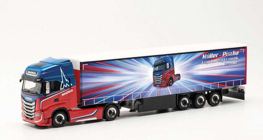 Herpa Magirus Edition/M?ller-Pischa Iveco S-Way curtainside セミトレーラー 315197 /Herpa  1/87 ミニチュア トラック 建設機械模型 工事車両