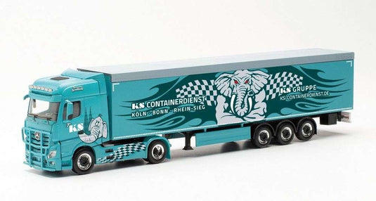 Herpa KS Containerdienst Mercedes Benz Actros Bigspace waling floor セミトレーラー 315241 /Herpa  1/87 ミニチュア トラック 建設機械模型 工事車両