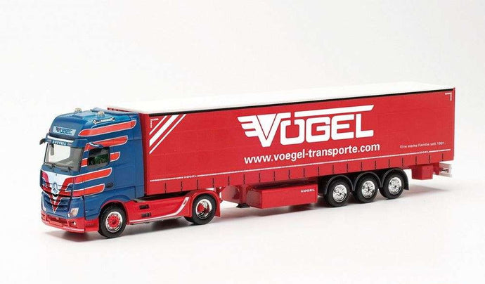 Herpa Vogel Mercedes Benz Actros Gigaspace 18 curtainside セミトレーラー 315418 /Herpa  1/87 ミニチュア トラック 建設機械模型 工事車両