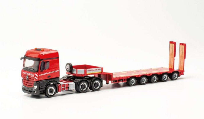 Herpa Morschh?user Mercedes Benz Actros BigSpace 6x4 lowloader セミトレーラー 315579 /Herpa  1/87 ミニチュア トラック 建設機械模型 工事車両