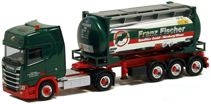 Herpa Fischer Spedition Scania CR20 HD Chromtank Container 5062 /Herpa  1/87 ミニチュア トラック 建設機械模型 工事車両