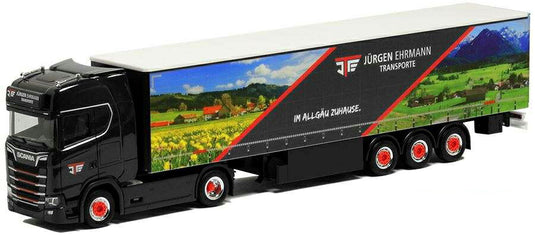 Herpa Ehrmann Transporte Im Allg?u zuhause Scania CS HD Medi Curtainsidetrailer 5117 /Herpa  1/87 ミニチュア トラック 建設機械模型 工事車両