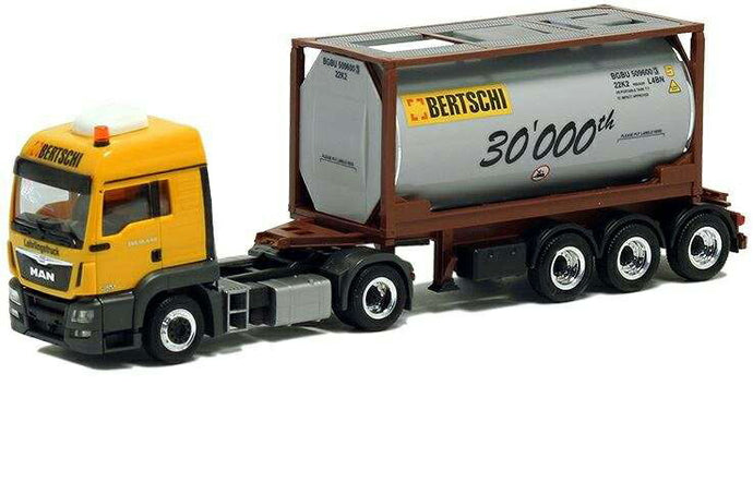 Herpa Bertschi Lehrlingstruck 30.000th MAN TGS 20ft Tankcontainer 5123 /Herpa  1/87 ミニチュア トラック 建設機械模型 工事車両