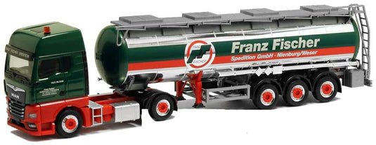 Herpa Fischer Spedition MAN TGX GX Feldbinder chemistry tanker セミトレーラー chrome 5142 /Herpa  1/87 ミニチュア トラック 建設機械模型 工事車両