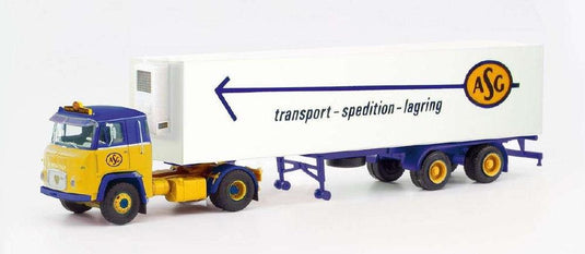 Herpa Modellbau Schwarz ASG Scania Vabis LB 76 refrigerated box セミトレーラー 87MBS026055 /Herpa  1/87 ミニチュア トラック 建設機械模型 工事車両