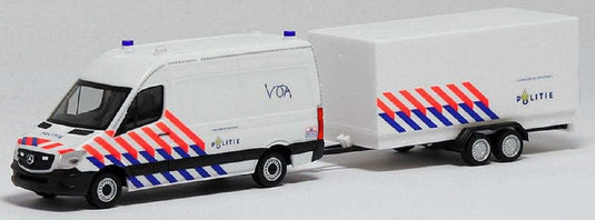 Herpa Politie Mercedes Benz Sprinter with tandem trailer 937009 /Herpa  1/87 ミニチュア トラック 建設機械模型 工事車両