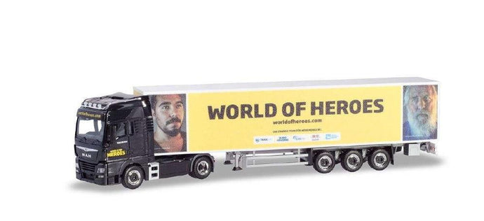 Herpa World of Heroes MAN TGX XXL Box セミトレーラー 937702 /Herpa  1/87 ミニチュア トラック 建設機械模型 工事車両