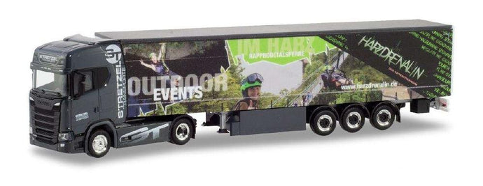 Herpa Harzdrenalin / Stretzel Transporte Scania CS20HD curtain canvas セミトレーラー 938976 /Herpa  1/87 ミニチュア トラック 建設機械模型 工事車両