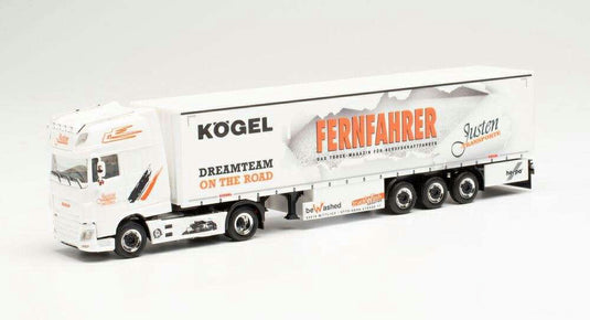 Herpa Spedition Justen Fernfahrer DAF XF Super Space Cab curtainside セミトレーラー 945202 /Herpa  1/87 ミニチュア トラック 建設機械模型 工事車両