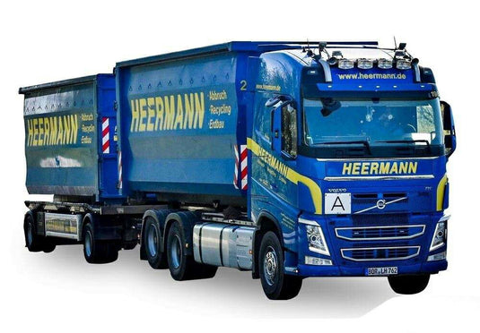 Herpa Heermann Volvo FH Globetrotter roll-off trough trailer combination 945684 /Herpa  1/87 ミニチュア トラック 建設機械模型 工事車両
