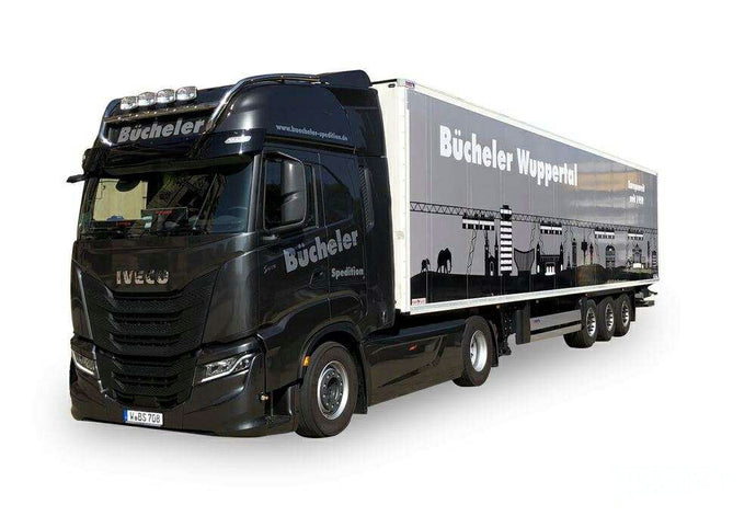 Herpa B?cheler Wuppertal Iveco S Way box trailer 945707 /Herpa  1/87 ミニチュア トラック 建設機械模型 工事車両