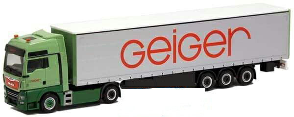 Herpa Geiger MAN TGX XXL Euro 6c curtainside セミトレーラー 947596 /Herpa  1/87 ミニチュア トラック 建設機械模型 工事車両