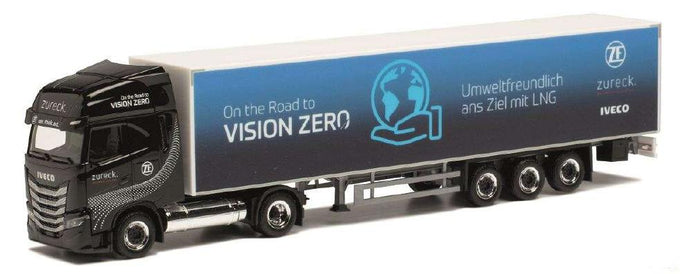 Herpa Zureck / Vision Zero Iveco S-Way LNG box セミトレーラー 948388 /Herpa  1/87 ミニチュア トラック 建設機械模型 工事車両