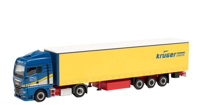 Herpa Kr?ger Logistik MAN TGX GM curtain tarpaulin セミトレーラー 948876 /Herpa  1/87 ミニチュア トラック 建設機械模型 工事車両