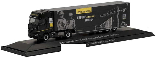 Herpa Leonhard Weiss Mercedes Benz Actros GigaSpace Box セミトレーラー 950558 /Herpa  1/87 ミニチュア トラック 建設機械模型 工事車両