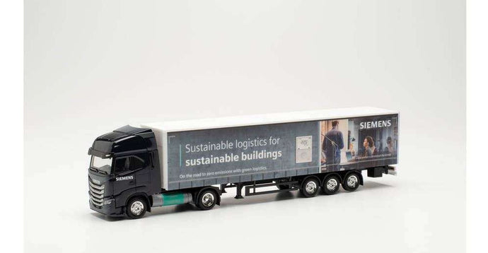 Herpa Siemens Iveco S-Way LNG Gardinenplanensattelzug 951012 /Herpa  1/87 ミニチュア トラック 建設機械模型 工事車両