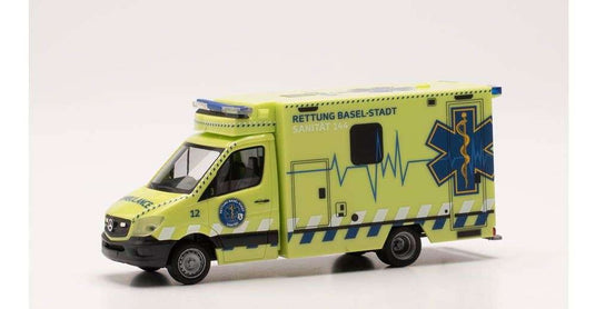 Herpa JSD Basel-Stadt Mercedes Benz Sprinter RTW 952323 /Herpa  1/87 ミニチュア トラック 建設機械模型 工事車両
