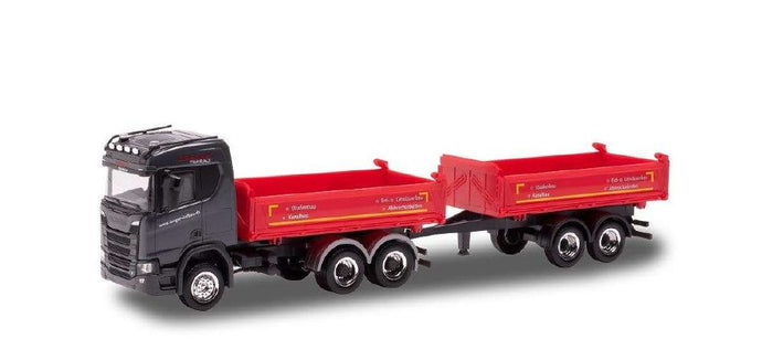 Herpa Dreger Scania CR20ND Construction Tipper Truck-Trailer 952927 /Herpa  1/87 ミニチュア トラック 建設機械模型 工事車両