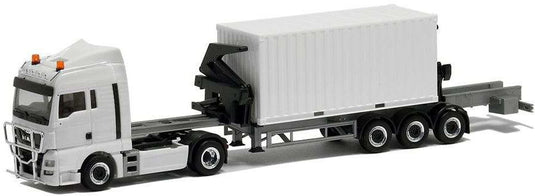 Herpa MAN TGX XLX Euro 6 Hammar side loader 20ft container white BM945233  /Herpa 1/87 ミニチュア トラック 建設機械模型 工事車両