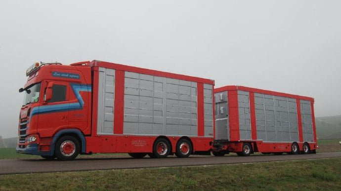 【予約】2023年3月以降発売予定RINUS VAN BEERS SCANIA S HIGH ROOF WITH LIVESTOCK TRAILER トラック トレーラー/建設機械模型 工事車両 IMC 1/50  ミニチュア