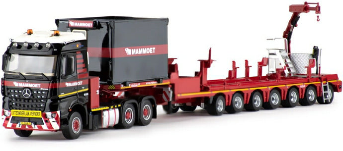 MAMMOETマムート特注 MB AROCS 6X4 WITH 7 AXLE NOOTEBOOM LOWLOADER + FASSI CRANE トレーラー /IMC 建設機械模型 工事車両 1/50 ミニカー