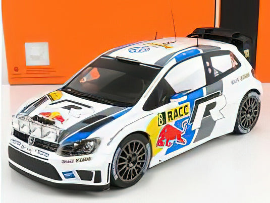 VOLKSWAGEN - POLO R WRC TEAM VOLKSWAGEN MOTORSPORT RED BULL (night version) N 8 WINNER RALLY CATALUNYA 2013 S.OGIER - J.INGRASSIA - WHITE BLUE GREY /IXO  1/18 ミニカー