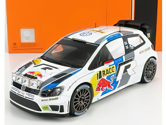 VOLKSWAGEN - POLO R WRC TEAM VOLKSWAGEN MOTORSPORT RED BULL (night version) N 7 2nd RALLY CATALUNYA 2013 J.M.LATVALA - M.ANTTILA - WHITE BLUE GREY /IXO  1/18 ミニカー