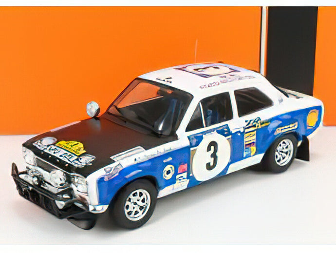 FORD ENGLAND - ESCORT MKI RS 1600 (night version) N 3 RALLY SAFARI 1973 V.PRESTON - B.SMITH - WHITE BLUE BLACK /IXO 1/18 ミニカー