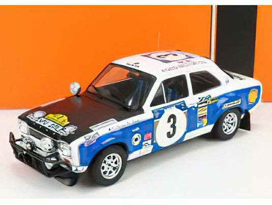FORD ENGLAND - ESCORT MKI RS 1600 (night version) N 3 RALLY SAFARI 1973 V.PRESTON - B.SMITH - WHITE BLUE BLACK /IXO 1/18 ミニカー