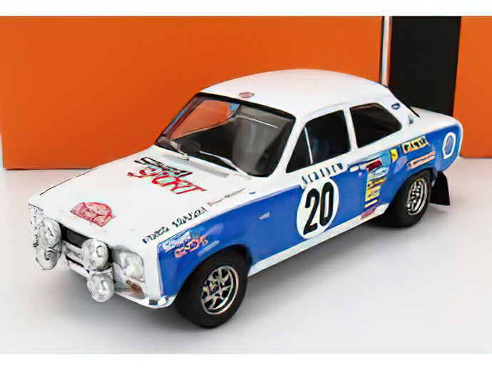 FORD ENGLAND - ESCORT MKI RS 1600 (night version) N 20 RALLY MONTECARLO 1973 H.MIKKOLA - J.PORTER - BLUE WHITE /IXO 1/18 ミニカー