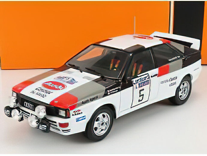 AUDI  QUATTRO A1  N 5 2nd RALLY RAC LOMBARD 1982 M.MOUTON - F.PONS - WHITE GREY RED/IXO 1/24ミニカー