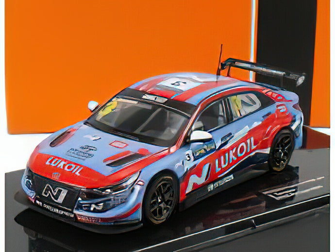 HYUNDAI - ELANTRA N TCR TEAM LUKOIL N 3 WTCR PORTUGAL 2021 G.TARQUINI - LIGHT BLUE RED /IXO 1/43 ミニカー