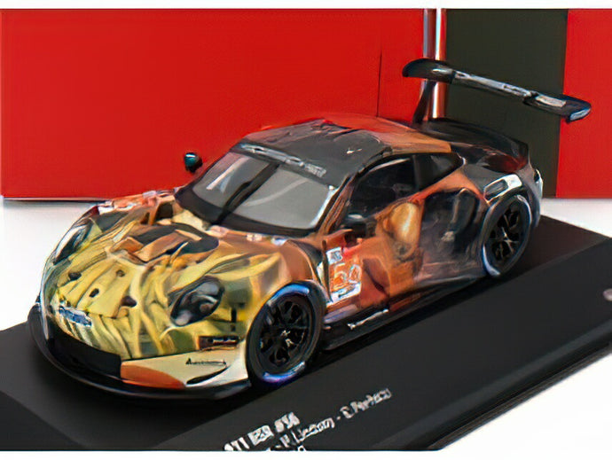 PORSCHE - 911 991 RSR TEAM PROJECT N 56 WINNER LMGTE AM CLASS 24h LE MANS 2019 J.BERGMEISTER - P.LINDSEY - E.PERFETTI - RED YELLOW BLACK /IXO 1/43 ミニカー