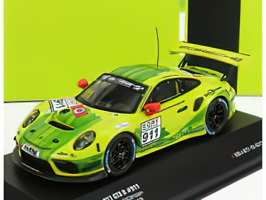 PORSCHE - 911 991-2 GT3 R TEAM MANTHEY RACING N 912 4th 24h VLN 3 NURBURGRING 2019 M.CHRISTENSEN - K.ESTRE - YELLOW GREEN /IXO 1/43 ミニカー
