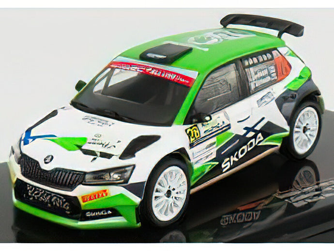 SKODA - FABIA R5 EVO N 28 RALLY MONZA 2020 E.LINDHOLM - M.KORHONEN - WHITE GREEN BLACK /IXO 1/43 ミニカー