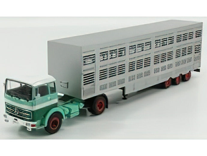 MERCEDES BENZ - LPS 1632 TRUCK LIVESTOCK TRANSPORTER 1970 - TRASPORTO ANIMALI - 2 TONE GREEN SILVER /IXO 1/43 ミニカー