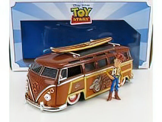 VOLKSWAGEN - T1 SAMBA MINIBUS 1962 ウッディー トイ・ストーリーフィギュア付き 2 TONE BROWN /JADA 1/24 ミニカー