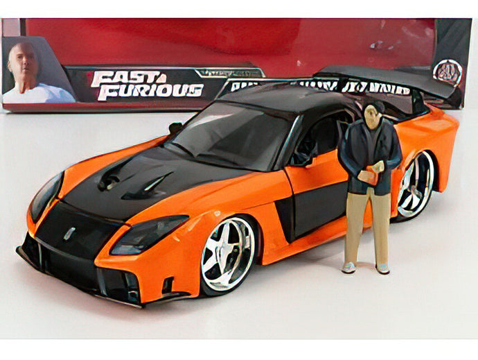 MAZDA - HAN'S RX-7 COUPE 1997 WITH FIGURE - FAST & FURIOUS III TOKYO DRIFT (2006) - ORANGE BLACK /JADA 1/24 ミニカー