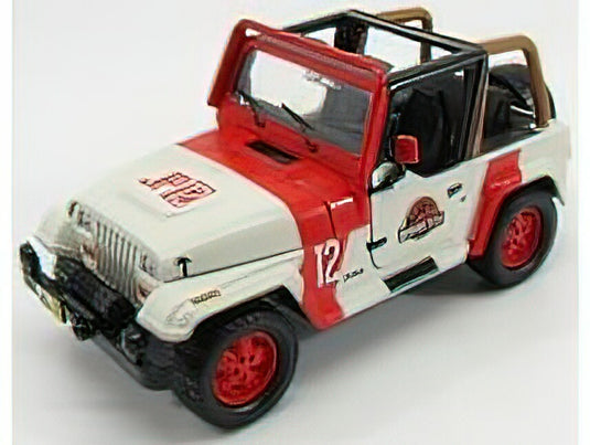 1992 ジープ ラングラー ジュラシック・ワールド ホワイト/レッド 映画 劇中車 / JADA 1/24 ミニカー