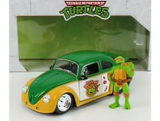 VOLKSWAGEN - BEETLE 1962 - MICHELANGELO NINJA TURTLES - TARTARUGHE NINJA - YELLOW GREEN /JADA 1/24 ミニカー