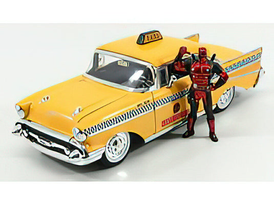 CHEVROLET - BEL AIR TAXI DEADPOOL WITH FIGURE 2016 - YELLOW RED /JADA 1/24 ミニカー