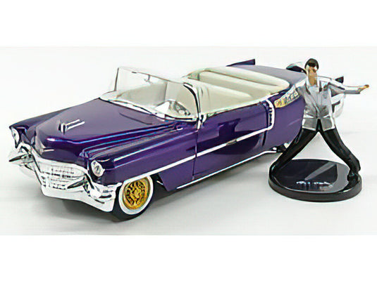 CADILLAC - ELDORADO WITH ELVIS PRESLEY FIGURE 1956 - PURPLE  /JADA  1/24 ミニカー