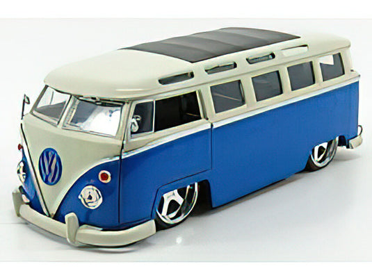 VOLKSWAGEN - T1 MINIBUS CUSTOM 1962 - LIGHT BLUE WHITE  /JADA  1/24 ミニカー